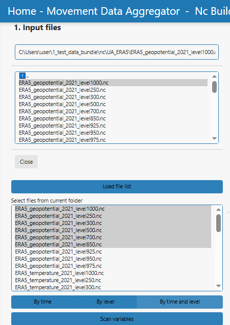 Input section: 1. Input files.
